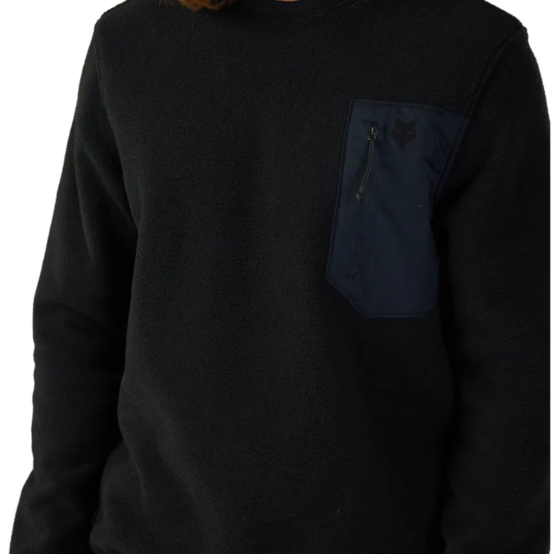 Fox Survivalist Sherpa Fleece Crew Sweatshirt in Black-2
